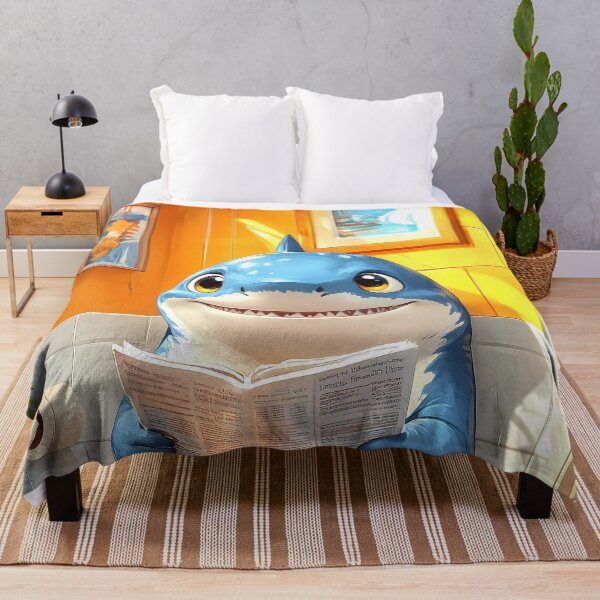Item preview, Shark Bathroom Newspaper Reader Cute Cartoon Ocean Humor designed and sold by mildaclairmo.