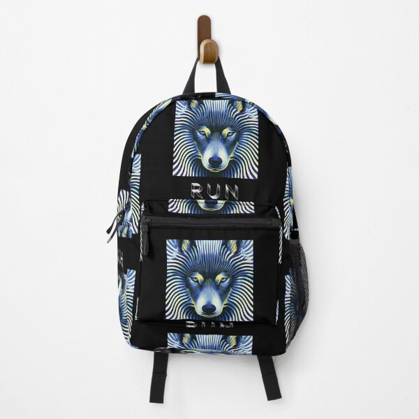 Item preview, MARINA — RUN Wolf Pack Optical Illusion Art | Cyber Punk Vaporwave Alternative in Navy & Gold designed and sold by ✨nightvrld.