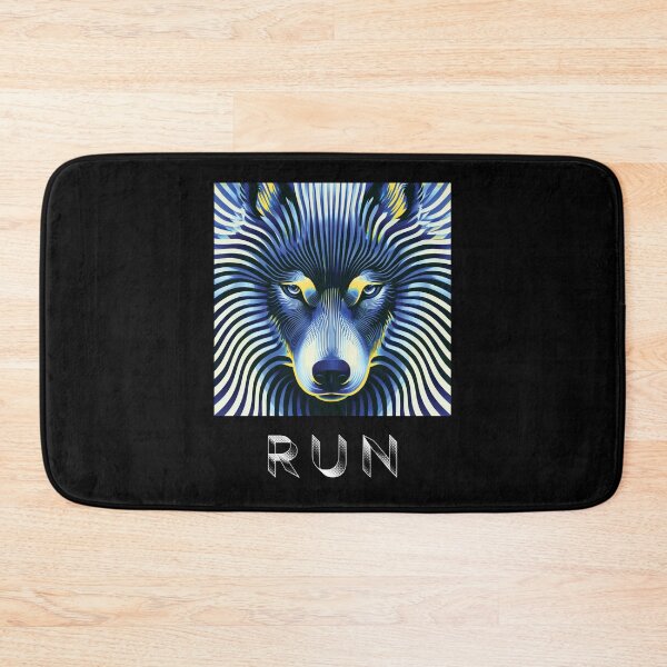 Item preview, MARINA — RUN Wolf Pack Optical Illusion Art | Cyber Punk Vaporwave Alternative in Navy & Gold designed and sold by ✨nightvrld.