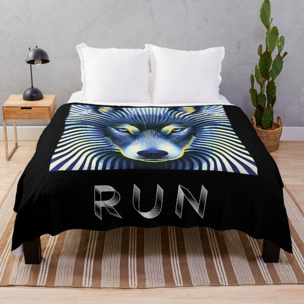 Item preview, MARINA — RUN Wolf Pack Optical Illusion Art | Cyber Punk Vaporwave Alternative in Navy & Gold designed and sold by ✨nightvrld.