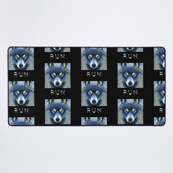 Item preview, MARINA — RUN Wolf Pack Optical Illusion Art | Cyber Punk Vaporwave Alternative in Navy & Gold designed and sold by ✨nightvrld.