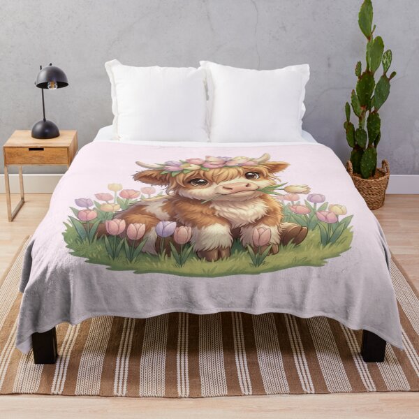 Item preview, Moo In Bloom Pastel Tulip Crown Highland Cow Calf designed and sold by HumTumMe.