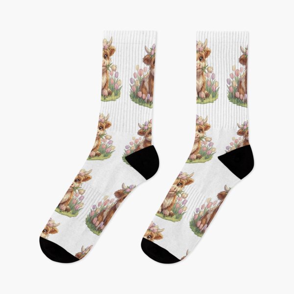 Item preview, Moo In Bloom Pastel Tulip Crown Highland Cow Calf designed and sold by HumTumMe.