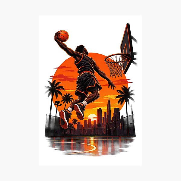 Item preview, Sunset Slam Dunk - Urban Basketball Art designed and sold by GameTime-Gear.