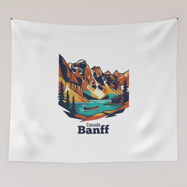 Item preview, Banff Rocky Mountains Bold Retro Graphic Travel Art designed and sold by Inkworksbyshery.