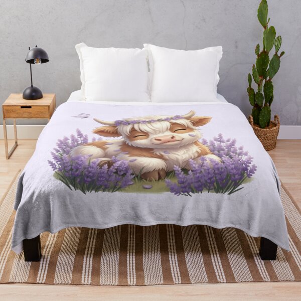 Item preview, Moo In Bloom Peaceful Highland Cow Lavender Field designed and sold by HumTumMe.