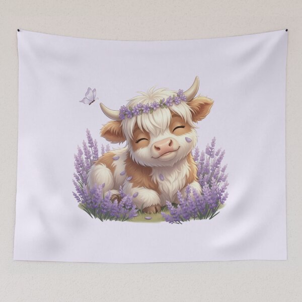 Item preview, Moo In Bloom Peaceful Highland Cow Lavender Field designed and sold by HumTumMe.