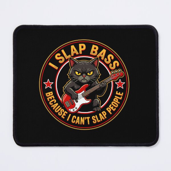 Item preview, I Slap Bass Because I Can't Slap People Bass Player Musician Cat Lover Funny designed and sold by Doodleoub.