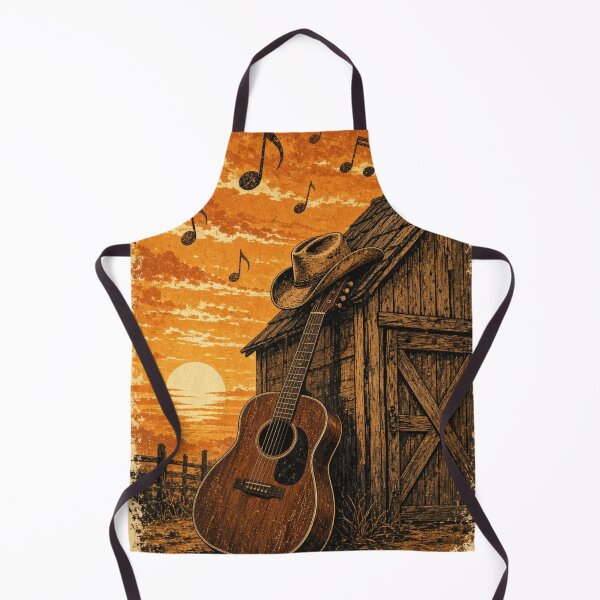 Item preview, Old Country Music Vintage Acoustic Guitar Barn Sunset designed and sold by Spoof-Tastic.