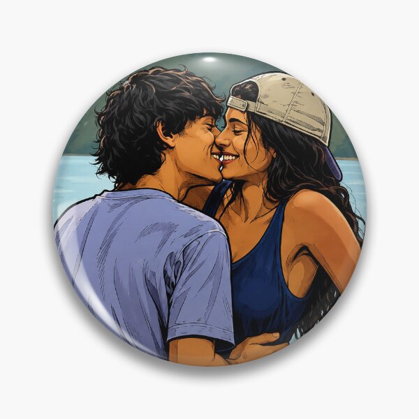 Item preview, Annie (Ella Rubin) and Ellis (Jacob Whiteduck-Lavoie) kissing in Sterling Point (fan art) designed and sold by PopCultureAndStuff.