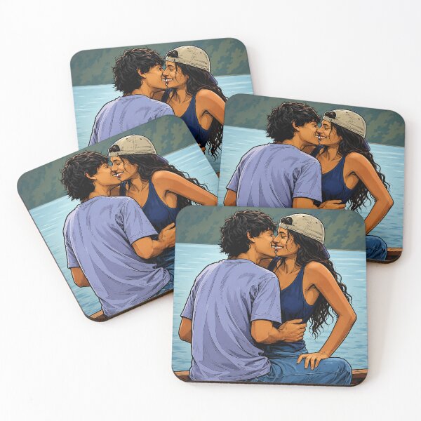 Item preview, Annie (Ella Rubin) and Ellis (Jacob Whiteduck-Lavoie) kissing in Sterling Point (fan art) designed and sold by PopCultureAndStuff.