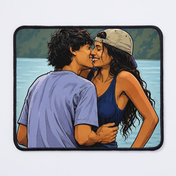 Item preview, Annie (Ella Rubin) and Ellis (Jacob Whiteduck-Lavoie) kissing in Sterling Point (fan art) designed and sold by PopCultureAndStuff.