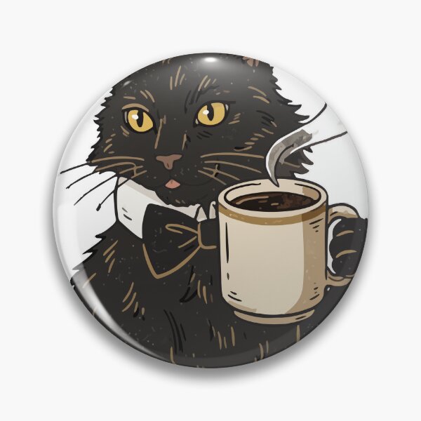 Item preview, Fancy Black Cat Drinking Coffee designed and sold by bydanijardim.