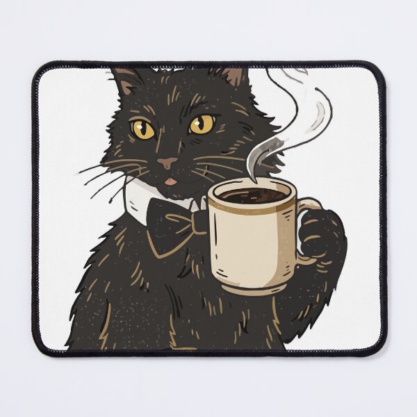 Item preview, Fancy Black Cat Drinking Coffee designed and sold by bydanijardim.