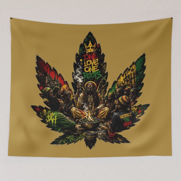 Item preview, Rasta Reggae Circle - One Love One Roots Weed Leaf Art designed and sold by digitalbob60.