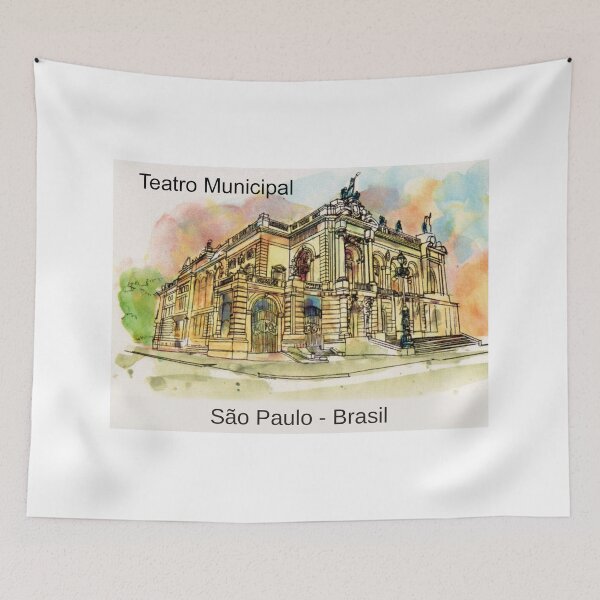 Item preview, Teatro Municipal Sao Paulo - Opera House Watercolor Sketch Brazil designed and sold by City Tour Collection.