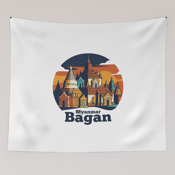 Item preview, Bagan Buddhist Temples Bold Retro Graphic Travel Art designed and sold by Inkworksbyshery.