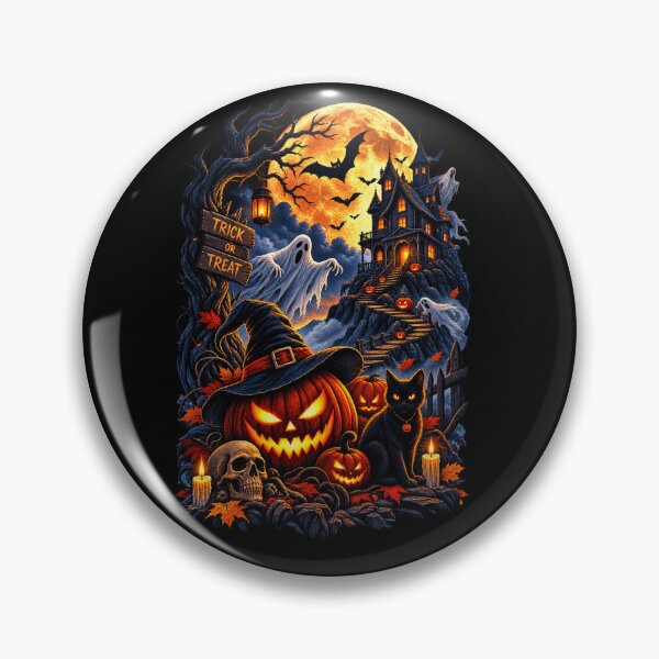 Item preview, Trick or Treat Halloween Haunted House | Spooky Pumpkin, Ghost & Black Cat | Vintage Halloween Design designed and sold by TheAllInStore.