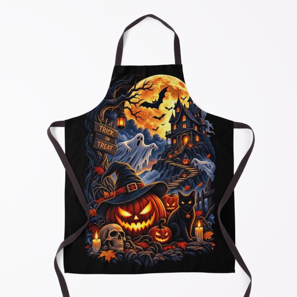 Item preview, Trick or Treat Halloween Haunted House | Spooky Pumpkin, Ghost & Black Cat | Vintage Halloween Design designed and sold by TheAllInStore.