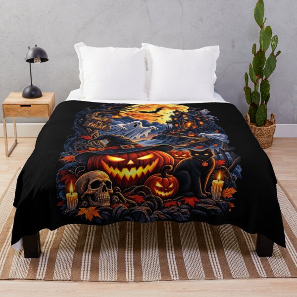 Item preview, Trick or Treat Halloween Haunted House | Spooky Pumpkin, Ghost & Black Cat | Vintage Halloween Design designed and sold by TheAllInStore.