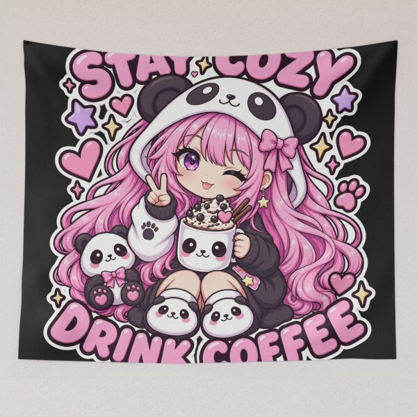 Item preview, Stay Cozy Drink Coffee – Cute Panda Coffee Girl designed and sold by Revyra Design .