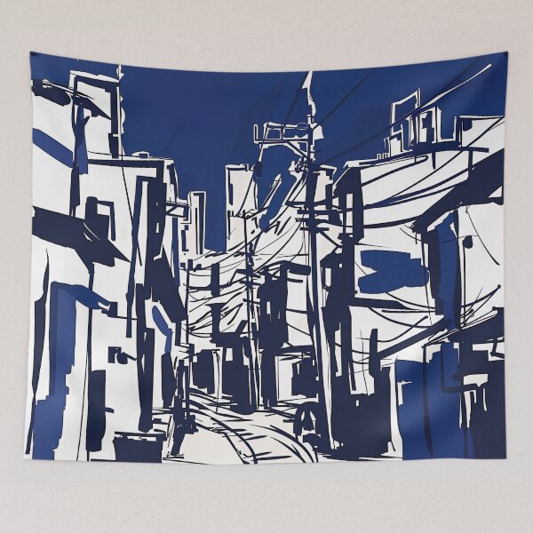 Item preview, Dalian, city - Blue Abstract Art designed and sold by shadow-bloom.