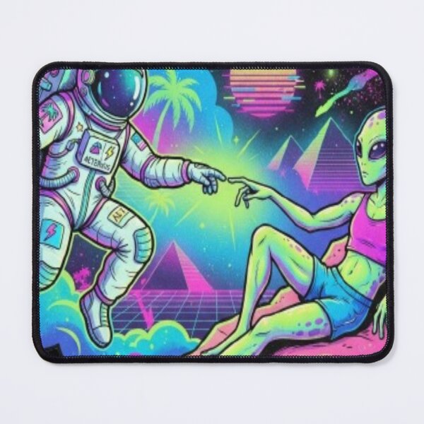Item preview, Astronaut and Alien Retro Synthwave Space Art designed and sold by DailySparks.