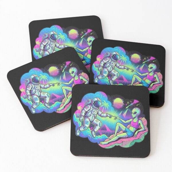 Item preview, Astronaut and Alien Retro Synthwave Space Art designed and sold by DailySparks.