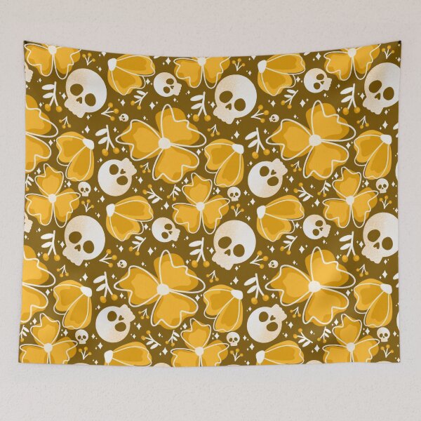 Item preview, Skulls and Stars in Wildflower Meadow in Brown designed and sold by studioaudrea.