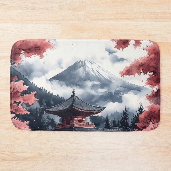 Item preview, Mount Fuji Sakura Lake Torii Gate Spring Serenity designed and sold by mildaclairmo.