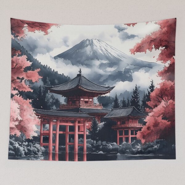 Item preview, Mount Fuji Sakura Lake Torii Gate Spring Serenity designed and sold by mildaclairmo.
