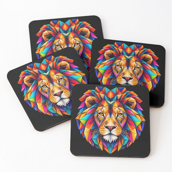 Item preview, Colorful Geometric Lion Art – Majestic Low Poly Animal Portrait for African Nature Lovers designed and sold by Geometric Art..