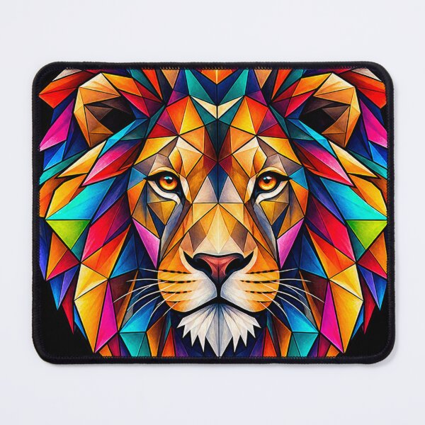 Item preview, Colorful Geometric Lion Art – Majestic Low Poly Animal Portrait for African Nature Lovers designed and sold by Geometric Art..