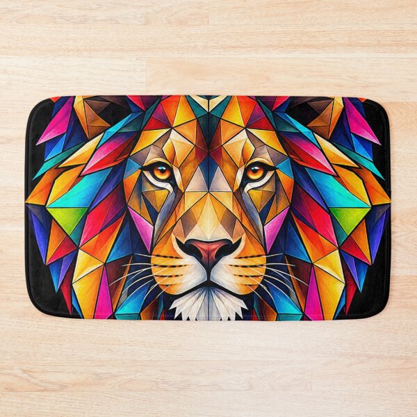 Item preview, Colorful Geometric Lion Art – Majestic Low Poly Animal Portrait for African Nature Lovers designed and sold by Geometric Art..