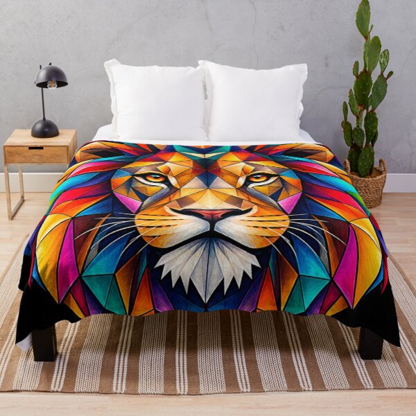 Item preview, Colorful Geometric Lion Art – Majestic Low Poly Animal Portrait for African Nature Lovers designed and sold by Geometric Art..