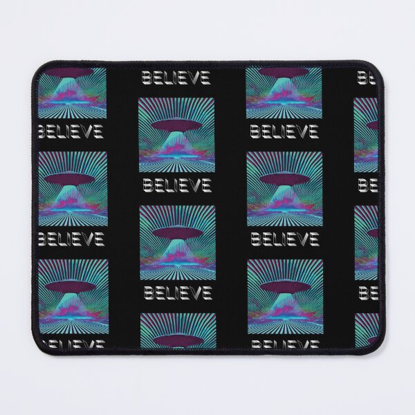 Item preview, Believe UFO Aliencore Psychedelic Optical Illusion Art – Electric Teal designed and sold by ✨nightvrld.