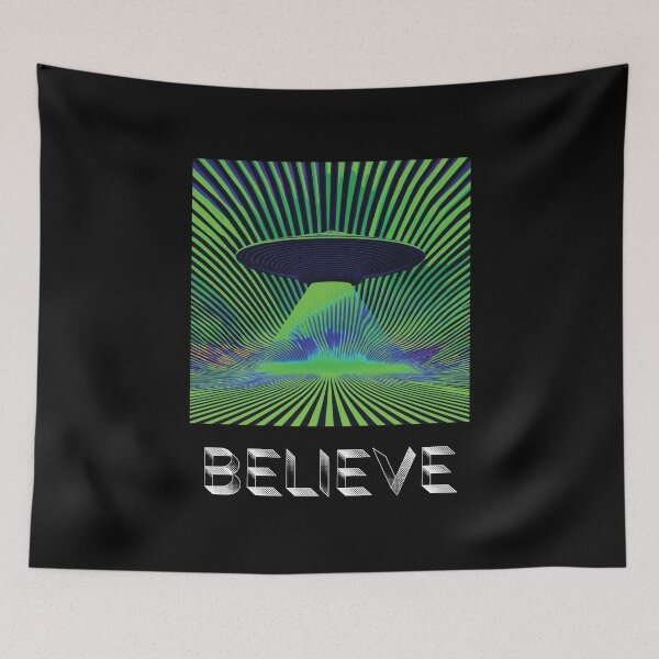 Item preview, Believe UFO Aliencore Psychedelic Optical Illusion Art – Alien Green designed and sold by ✨nightvrld.