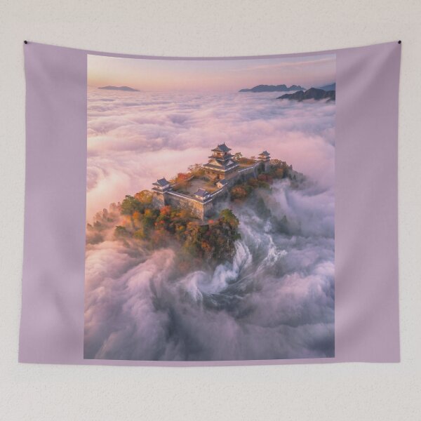 Item preview, Japanese Sky Castle in a Sea of Clouds designed and sold by conohitoAI-ArtGallery.
