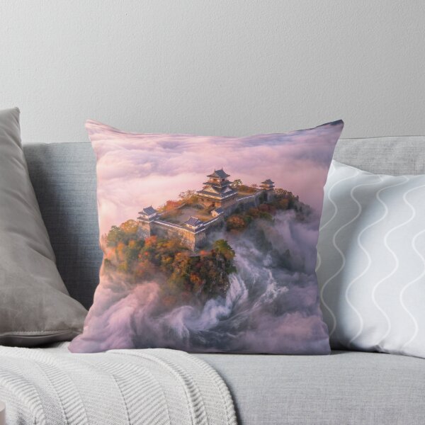 Aperçu de l'œuvre Château japonais dans un ciel au milieu d'une mer de nuages créée et vendue par conohitoAI-ArtGallery.
