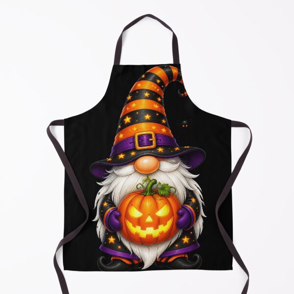 Item preview, Halloween Witch Gnome with Jack O Lantern Pumpkin and Spider. Cute Spooky Beard Dwarf October Costume Collection designed and sold by Pobilo-Design.