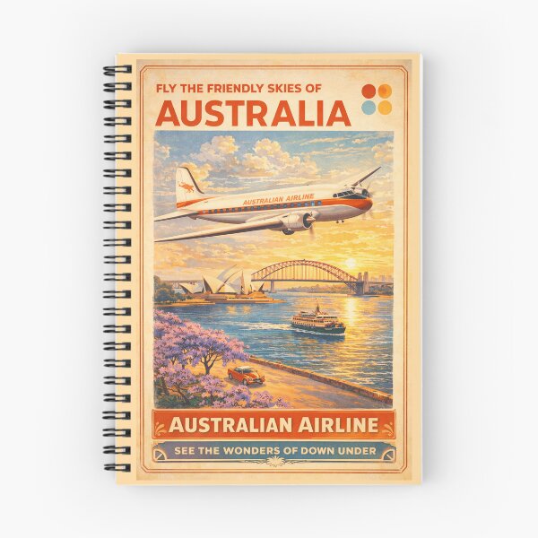 Item preview, Australian Airlines Vintage Travel Poster – Fly Australia Retro Airline Wall Art – Sydney Sunrise Aviation Print designed and sold by Eclipse 3699.