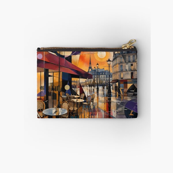 Item preview, Paris Café Wall Art – Geometric Eiffel Tower Parisian Street Scene, French Travel Decor designed and sold by GutyzDesignsES.