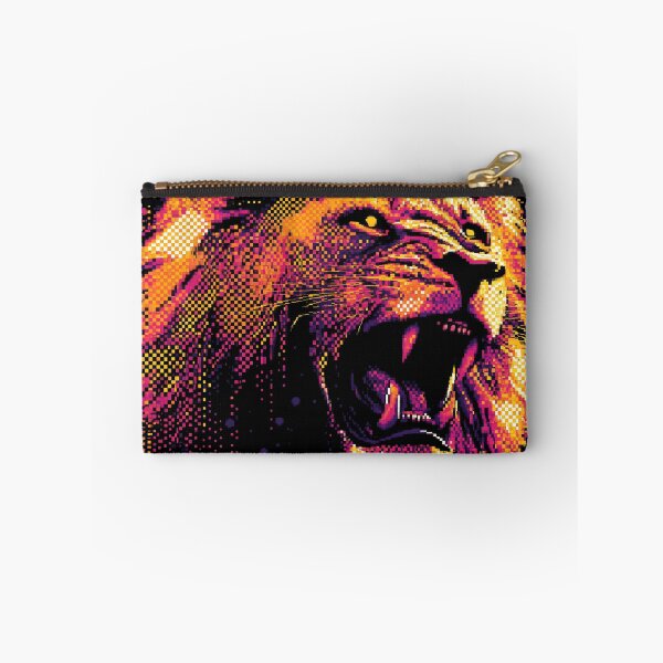 Item preview, Neon Halftone Pixel Art Lion designed and sold by ClubVacay.