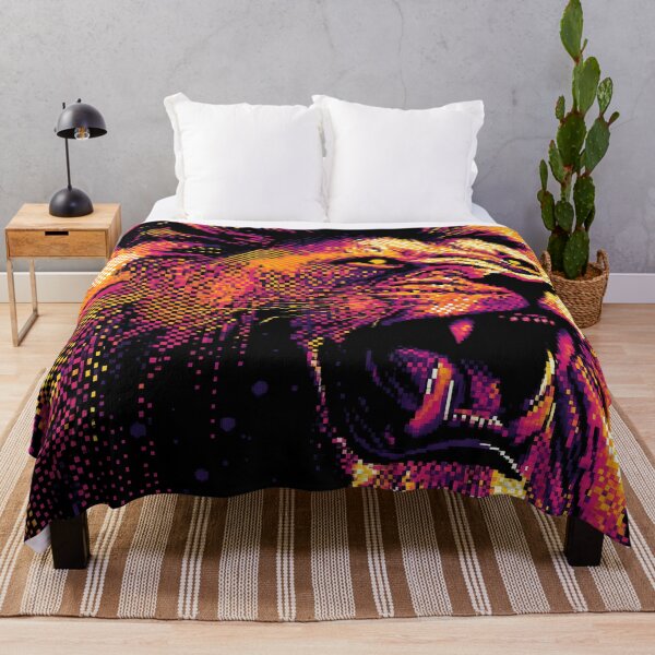 Item preview, Neon Halftone Pixel Art Lion designed and sold by ClubVacay.