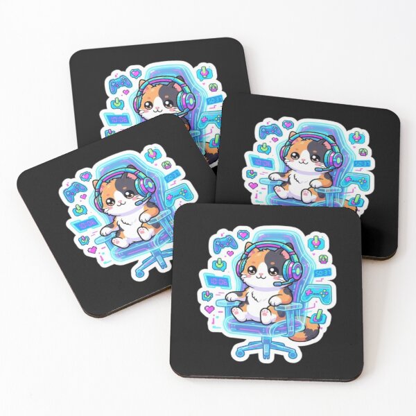 Item preview, Cute Calico Cat Gamer in Gaming Chair Art designed and sold by DailySparks.