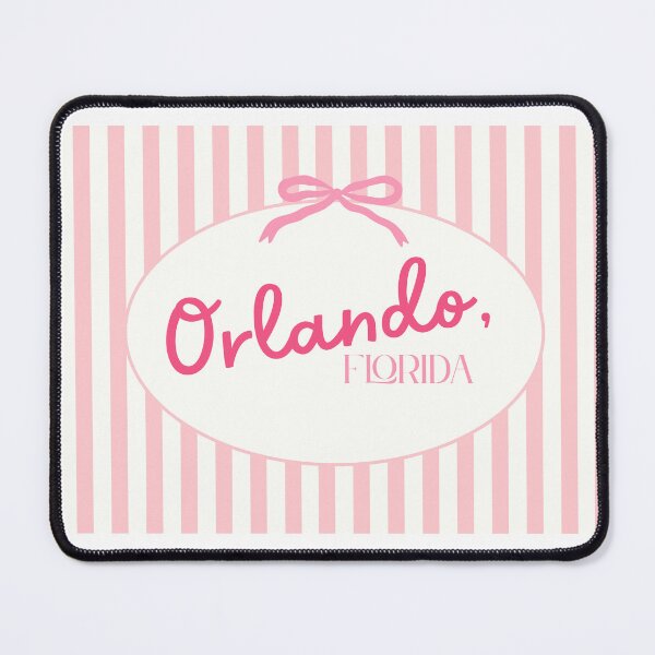 Item preview, Orlando, Florida Pink Bow Oval Wall Art | Coquette Preppy Stripe Print designed and sold by Shus-arts.