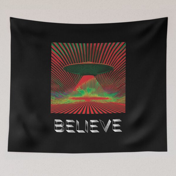 Item preview, Believe UFO Aliencore Psychedelic Optical Illusion Art – Cosmic Red designed and sold by ✨nightvrld.