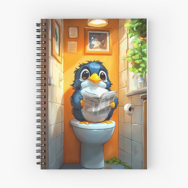 Item preview, Puffin Bathroom Newspaper Reader Cozy Cartoon Wildlife Humor designed and sold by mildaclairmo.