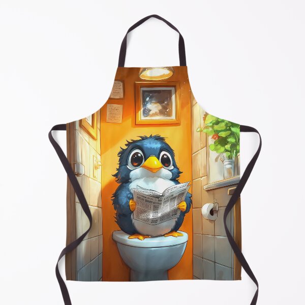 Item preview, Puffin Bathroom Newspaper Reader Cozy Cartoon Wildlife Humor designed and sold by mildaclairmo.