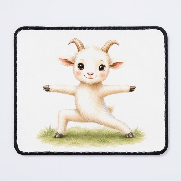 Item preview, Warrior 2 Pose Goat Yoga Watercolor Print designed and sold by YogiAnimalArt.